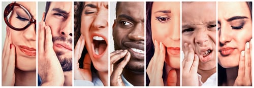 Collage of people with toothache pain 