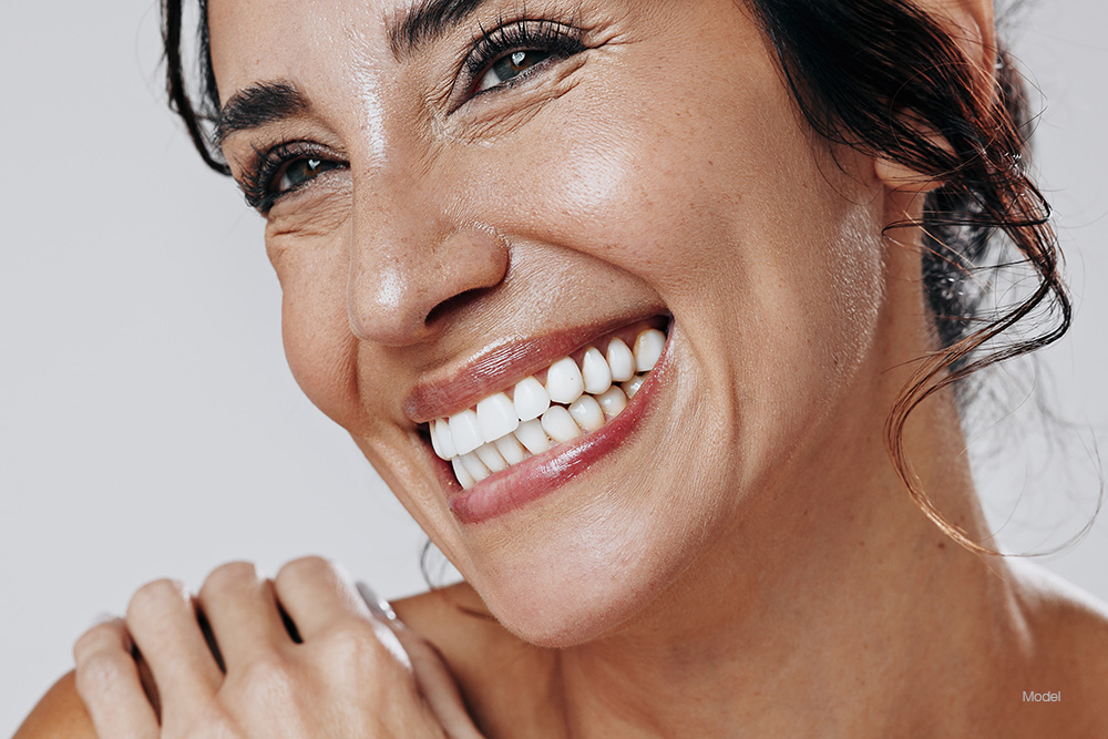 Woman with white teeth smiling